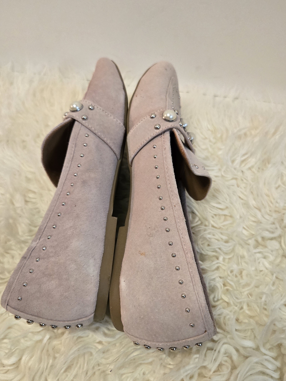 Berkshire Blush Pearl & Stud Suede-Look Loafers - Picture 10 of 14